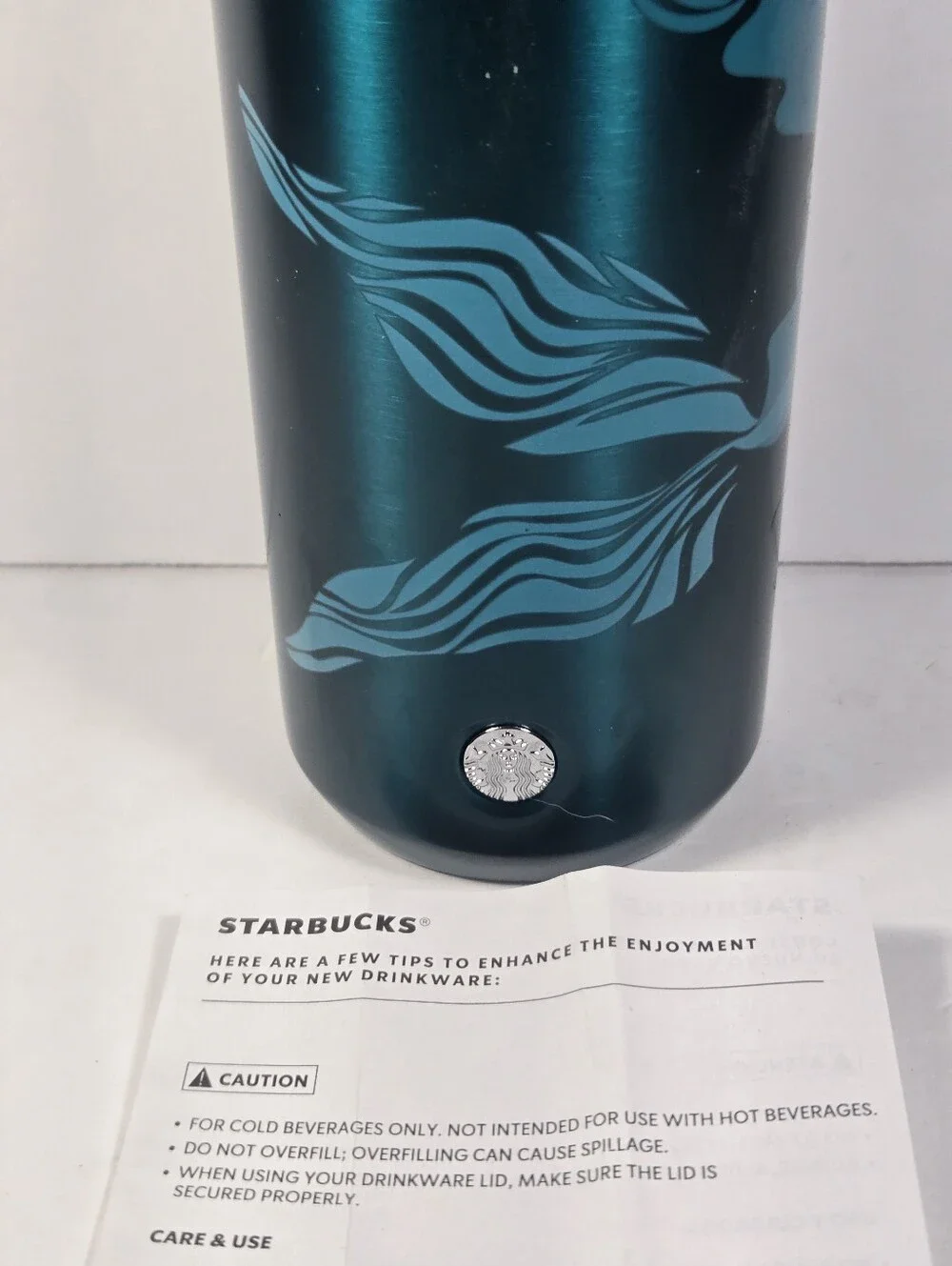 Starbucks Teal Mermaid Stainless Steel Vacuum Insulated 20 Oz Water Bottle 2023